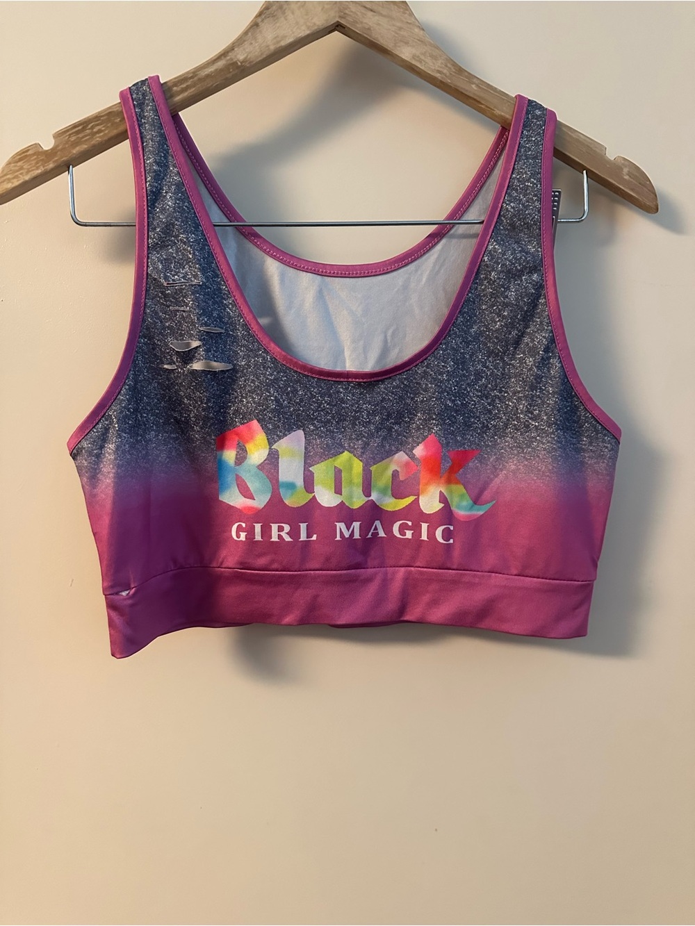 Black Girl Magic Ombre Pink Sports Bra Crop Top and Pants Set